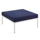Modway Harmony Sunbrella Outdoor Patio Aluminum Ottoman - Navy-Machine Washable Cushions