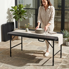 Homy Casa 4 ft Portable Folding Table with 4 adjustable Heights Indoor & Outdoor for Camping - Black-The waterproof surface wipes clean after use