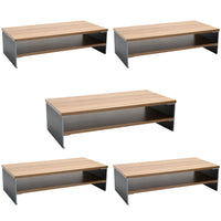 ShoppingAll 2-Tiers Wooden Monitor Stand Riser with Storage Organizer - Walnut - 5 Pack-Premium Engineered Wood Design: Made with high-quality MDF, our monitor stand is designed for durability. Its refined finish complements any workspace, be it at home or in the office.