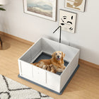 PawHut Whelping Box for Dogs with Retractable Light Stand & Pad - 41" L x 39" W-Retractable light stand for adding a heating lamp