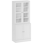 HOMCOM 71" Bookcase Storage Cabinet with Doors and Shelves - White-Modern and elegant appearance will match any decor in your home 