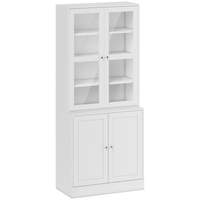 HOMCOM 71" Bookcase Storage Cabinet with Doors and Shelves - White-Modern and elegant appearance will match any decor in your home 