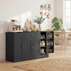 HOMCOM 55" Modern Sideboard Buffet Cabinet with Drawer & Side Storage Racks - Black-Exclusive door racks store spices and snacks, reducing clutter 