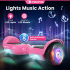 Gyrocopters PRIME Hoverboard for Kids - 15 km/h Speed ​​ - 300 W - 6.5" - LED Wheels - Bluetooth Speaker - Pink-Smart Features and Integrated Entertainment with built-in Bluetooth speakers that sync your favourite music directly to your ride