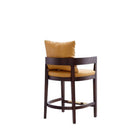 Manhattan Comfort Ritz 22" Mid-Century Modern Faux Leather Upholstered Counter Stool - Camal and Dark Walnut-Seat Height: 26.5"