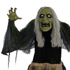Outsunny 4' Animated Witch with Sound Activation - Grey-Easy to assemble 