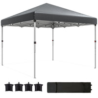 Outsunny 10 ft W x 10 ft L Pop Up Canopy Tent with Removable Sidewalls Carry Bag - Dark Grey-Pop-up pop up canopy sets up and packs down in minutes
