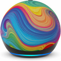 Amazon Echo Dot Kids with Alexa+ Early Access - Rainbow Swirl-Echo Dot Kids – Our most popular and cutest smart speaker with Alexa, made for kids (not a toy). The improved speaker delivers clearer vocals and rich, vibrant sound compared to previous Echo Dot devices