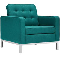 Modway Loft Upholstered Fabric Armchair - Teal-Fine Polyester Upholstery