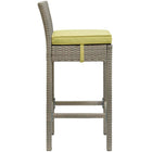Modway Conduit Outdoor Patio Wicker Rattan Bar Stool - Light Gray Peridot - Set of 2-Synthetic PE Rattan Weave