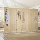 HOMCOM 6 Panel Freestanding Room Divider with Pegboard Display for Home Office - Natural Wood-Material: Paulownia Wood 
