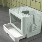 PawHut Cat Litter Box with Front Enter & Top Exit Tray - Green-Top section with storage space for convenient litter placement 