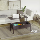 HOMCOM 39" Modern Lift Top Coffee Table with Hidden Storage Compartment - Coffee-Adjustable desk platform to meet your different needs