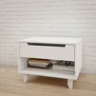 Nexera Barista Nightstand with 1-Drawer And Folding Door - White-1 convenient storage drawer on metal slides to keep all your personal belongings handy while in bed