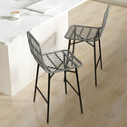HOMCOM Counter Height Rattan Bar Stools with Back - Charcoal Grey - 2 Pack-Armless design allows easy storage under bar tables
