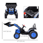 Aosom 6V Kids Ride-On Excavator - Blue-Realistic headlights for an authentic riding experience 