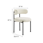 Modway Albie Boucle Fabric Dining Chairs - Ivory Black - 2 Pack-Dense Foam Padding