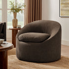 Modway Sadie Slipcovered Linen-Blend Round Accent Chair - Cocoa-Down Blend Cushions