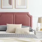 Modway Novi Performance Velvet King Bed with Gold Metal Legs with Foot Caps - Dusty Rose-Wood Slat Support System