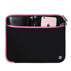 Vangoddy Neoprene 12" Laptop Protective Sleeve Case with Extra Pocket - Black/Pink-8