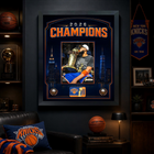 Frameworth New York Knicks 2026 Champions: Karl-Anthony Towns Trophy PhotoGlass Framed Photo - 18" W x 22" H - Orange-7