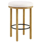 Modway Fable Boucle Fabric Counter Stools - Oak Ivory - Set of 2-Metal Stretcher