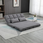 HOMCOM Foldable Adjustable Floor Lazy Sofa Sleeper with 2 Pillows - Grey-Deep padding all over with 2 pillows to sink in comfortably  