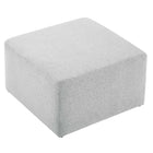 Modway Callum Large 28" Square Woven Heathered Fabric Upholstered Ottoman - Heathered Weave/Light Grey-Weight Capacity: 506 lbs.