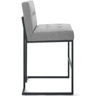 Modway Privy Black Stainless Steel Upholstered Fabric Bar Stool - Black Light Gray-Elegant Biscuit Tufting