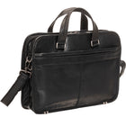 Mancini Buffalo Triple Compartment Briefcase for 15.6" Laptop / Tablet - 16.75" x 4.5" x 12.25" - Black-Zippered front organizer
