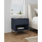 Manhattan Comfort DUMBO 20.07" Modern 1-Drawer Nightstand - Midnight Blue-Includes 1 Full Extension Drawer with Top Drawer Designed in Vertical Textured Ribbed Lines