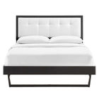 Modway Willow Wood Full Platform Bed with Angular Frame - Black/White-Tufted Upholstered Headboard