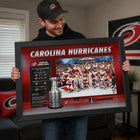 Frameworth Carolina Hurricanes 16" H x 24" W Frame 2026 Stanley Cup Champions Stats Framed Wall Art 16x24 Frameworth - Licensed NHL/NHLPA-Frameworth quality: Made in Canada by Frameworth Sports Marketing, established 1992, producing officially licensed sports memorabilia