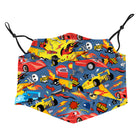 Oliver's Labels 2-Ply Non-Medical Kids Scarf Face Mask - Race Cars-Sits comfortably around the neck when not in use.