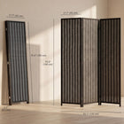 HOMCOM 3 Panel Handwoven Bamboo Freestanding Room Divider for Bedroom - Black-Solid pine wood frame for solidness
