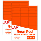 JAM Paper Mailing Address Labels, 1 x 2 5/8, Neon Red, 240 Pack-Mailing Address Labels