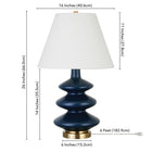 Hudson&Canal Carleta 26.5" Tall Triple Gourd Table Lamp with Fabric Shade - Blue/White-Includes a 6 ft. cord with rotary socket switch