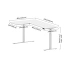 Motionwise M4 EXEC2 Series 63" x 40" L-Shaped Office Electric Height Adjustable Sit-Stand Desk - White-Durable 1-Inch Top: Built with a robust 1-inch thick particle board surface that provides stability and a polished, professional look for home or office use.