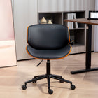 HOMCOM Mid-Century Modern Desk Chair with Wheels and No Arms-Easy-to-clean PU leather simplifies maintenance
