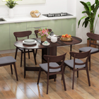 HOMCOM Oval Drop Leaf Space-Saving Folding Dining Table for 4-6 - Distressed Brown-Large tabletop provide enough space for up to six people