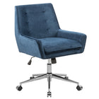 FurnitureR Tufted Fabric Office Chair - Blue-Upholstered with textured polyester for a luxe look