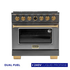 Kucht 36" KXD Series Dual Fuel Range Propane Gas - Gemstone-Cook and bake like a pro with the extra-large convection oven with 5.2 cu. ft. of capacity, 5-rack configuration and extra-large oven window
