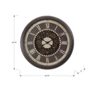 Monarch Specialties Clocks 23" Round Wall Clock - Brown -With classic black metal hands over the bronze metal moving gears, this non-ticking analog clock will be the highlight in your space