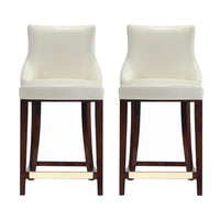 Manhattan Comfort Shubert 22.64" Modern Leatherette Upholstered Counter Stool - Ivory - 2 Pack-Modern Counter Stool with Backseat Perfect for Counter and Kitchen Use. Set of 2