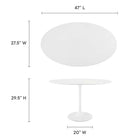 Modway Lippa 48" Oval Wood Dining Table - White-Lacquered MDF Tabletop