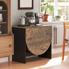 HOMCOM Oval Drop Leaf Space-Saving Folding Dining Table for 4-6 - Rustic Brown-Quality alloy steel hinges and control pins under the top provide strong support