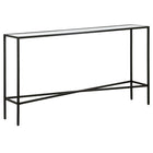 Hudson&Canal Henley 55"W Console Table with Glass Top - Blackened Bronze-An industrial design for your entryway, living room, den, and more