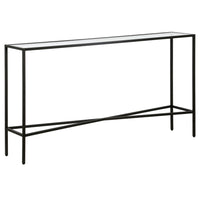 Hudson&Canal Henley 55"W Console Table with Glass Top - Blackened Bronze-An industrial design for your entryway, living room, den, and more