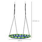 Outsunny 40" Saucer Tree Swing Set for Kids with Adjustable Hanging Ropes - Blue-Robust, lightweight, corrosion-resistant epoxy steel frame provides long-lasting use