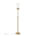 Hudson&Canal Frieda 66" Tall Floor Lamp with Glass Shade - Brass/Clear-Paired with a clear cylinder glass shade